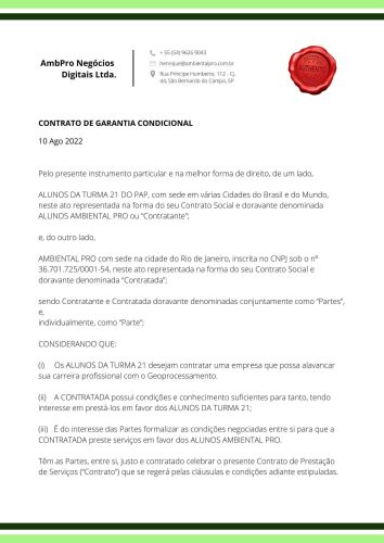Termos do Contrato de Garantia