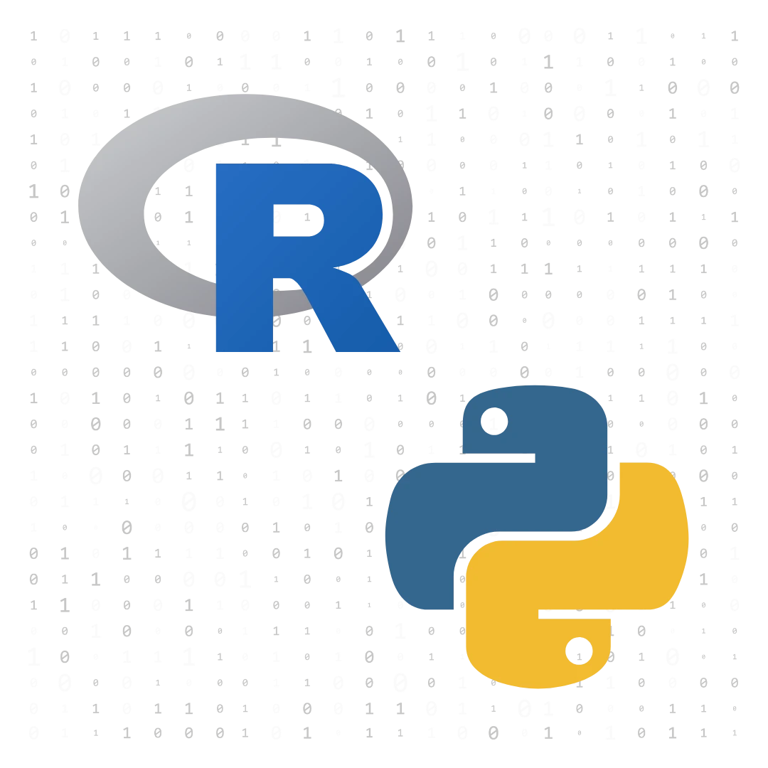 R and Python logos